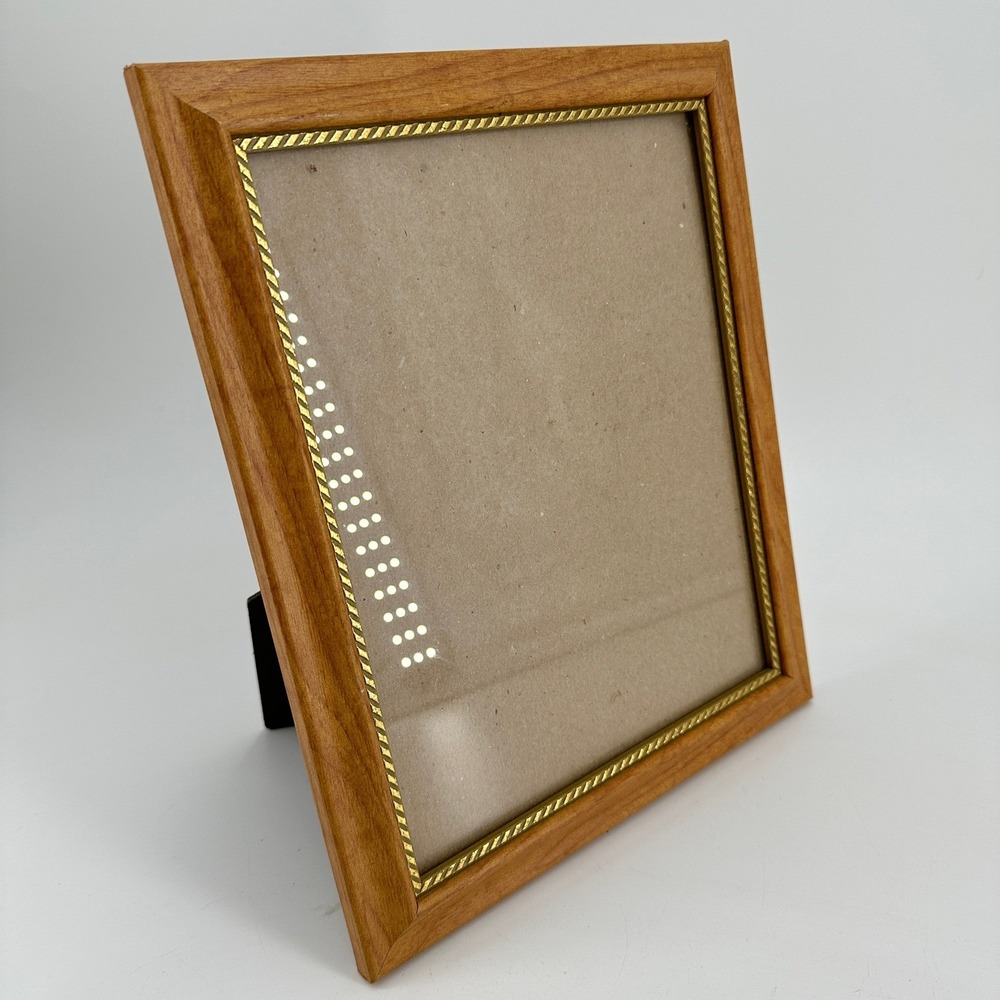 Classic 8x10 Wood Picture Frame Honey Tone with Gold Rope Twist Inlay w/ Glass